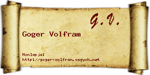 Goger Volfram névjegykártya